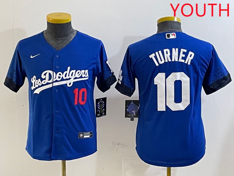 Youth Los Angeles Dodgers #10 Turner Blue City Edition 2025 Nike MLB Jersey style 1->youth mlb jersey->Youth Jersey
